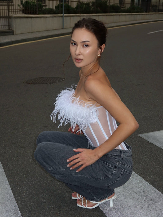 ADELE LONG CORSET | IN WHITE