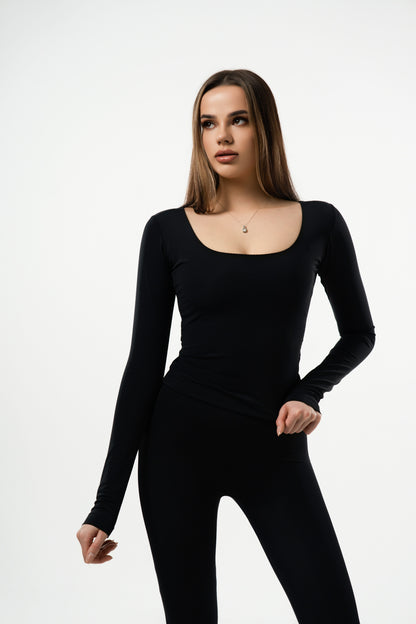 SECOND SKIN | V-LONG IN BLACK