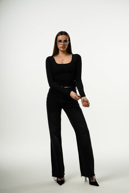 SECOND SKIN | V-LONG IN BLACK