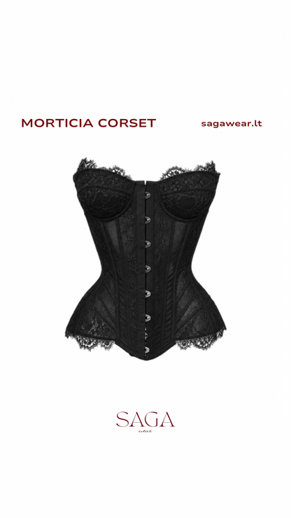 MARTICIA CORSET || IN BLACK ON BLACK LINNING