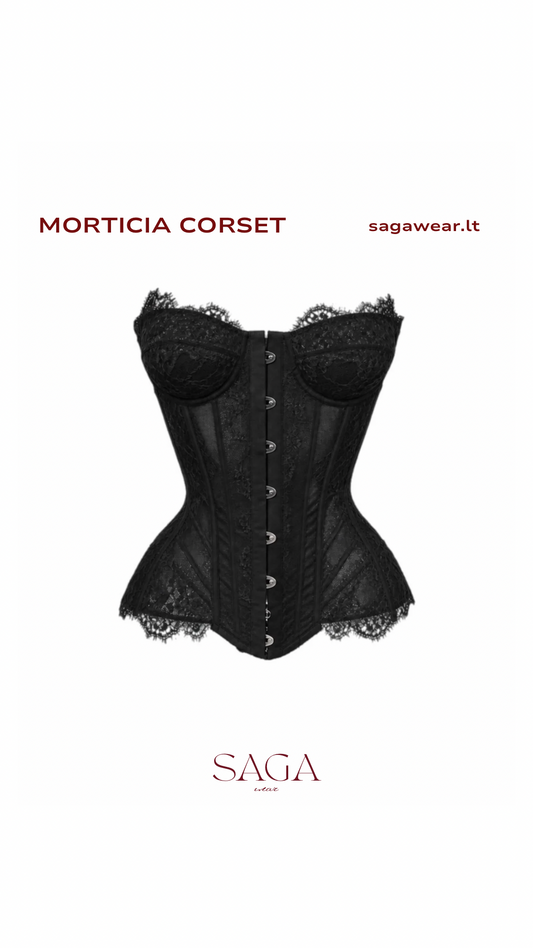 MARTICIA CORSET || IN BLACK ON BLACK LINNING